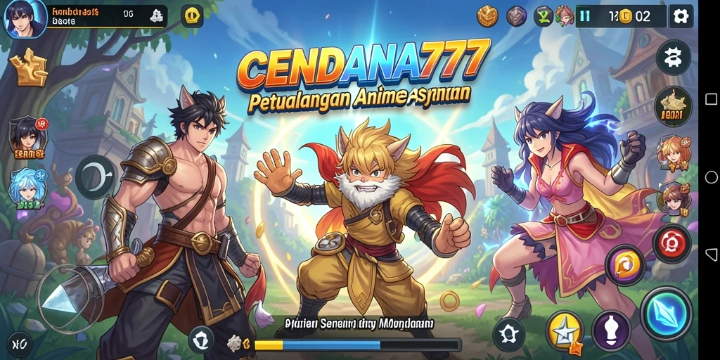 Screenshot utama CENDANA777 menampilkan aksi pertarungan karakter anime yang epik.