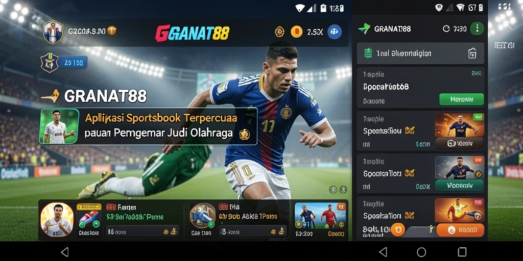 Tampilan menarik dari aplikasi sportsbook GRANAT88 dengan fitur taruhan terbaik.