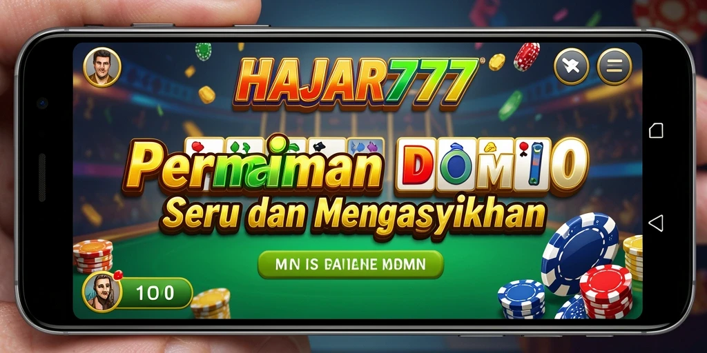 Tampilan gameplay seru di HAJAR777 yang menampilkan aksi Domino.