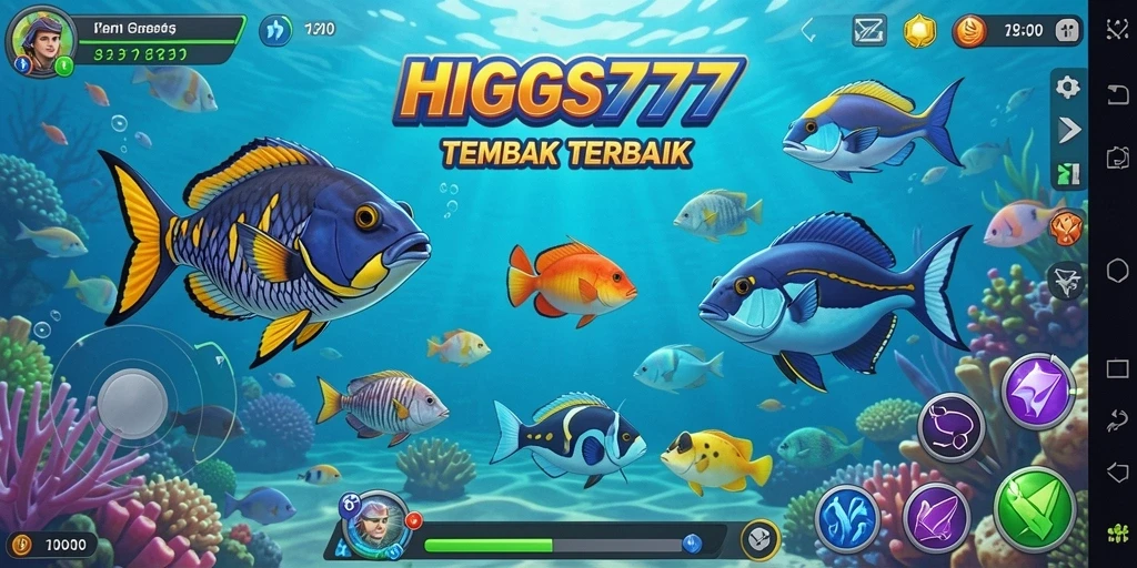 Screenshot tampilan gameplay HIGGS777 yang seru saat menembak ikan.