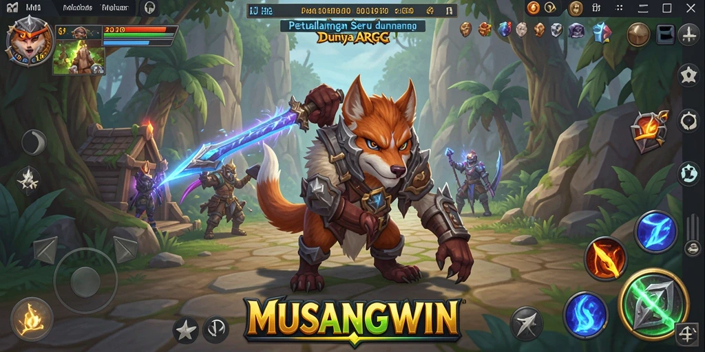 Screenshot aksi seru dalam permainan ARPG MUSANGWIN.