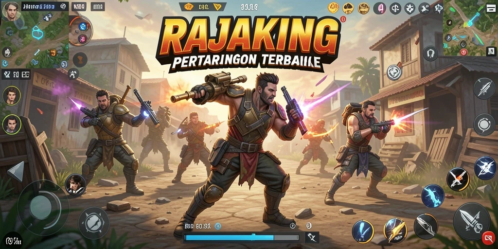 Tampilan aksi mendebarkan dalam gameplay RAJAKING Battle Royale.