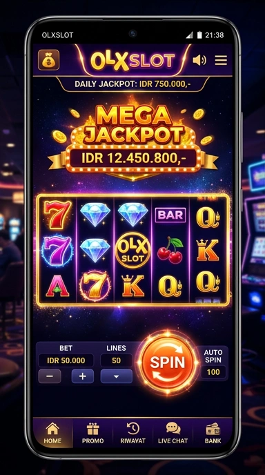 Tampilan utama aplikasi olxslot dengan navigasi yang mudah.